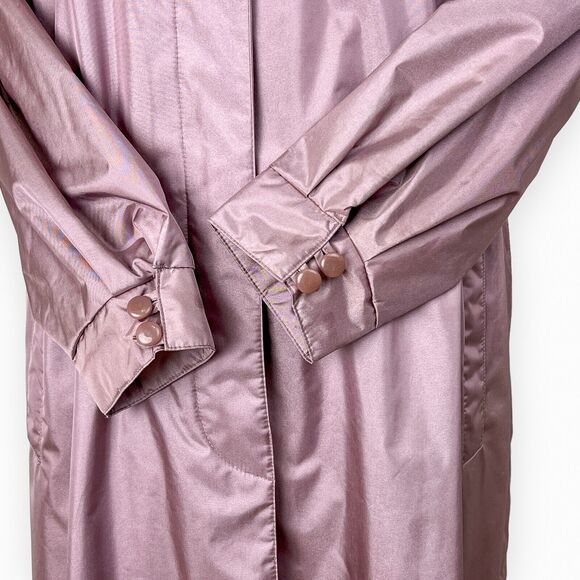 Vintage Changing Scene Rain Coat Belt Size 18 Zip Out Quilted Liner Shiny Fabric - Picture 13 of 16